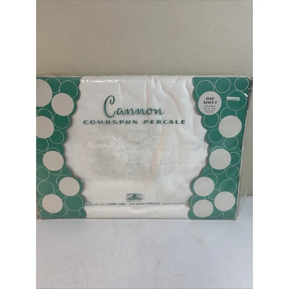 Vtg CANNON Combspun Percale Cotton Double Bed Flat Sheet WHITE 81 X 108